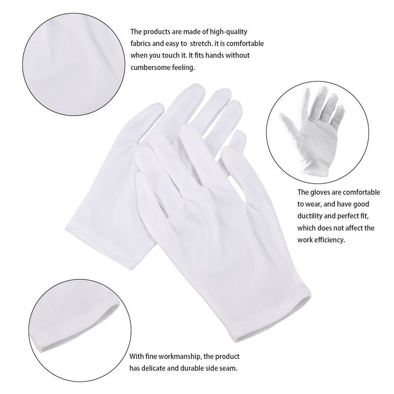 CTKcom White Soft Cotton Gloves,Large Size for Work/Lining Glove,Coin Jewelry Silver Inspection Gloves(6 Pairs) - Image 3
